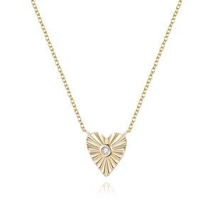 Round Diamond 14K Yellow Gold Pendant Heart Necklace